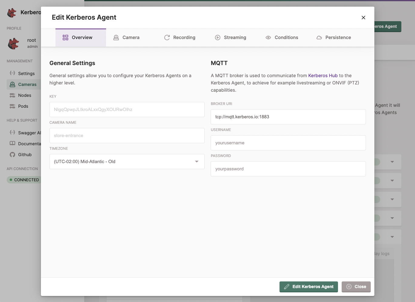 Override settings in Agent