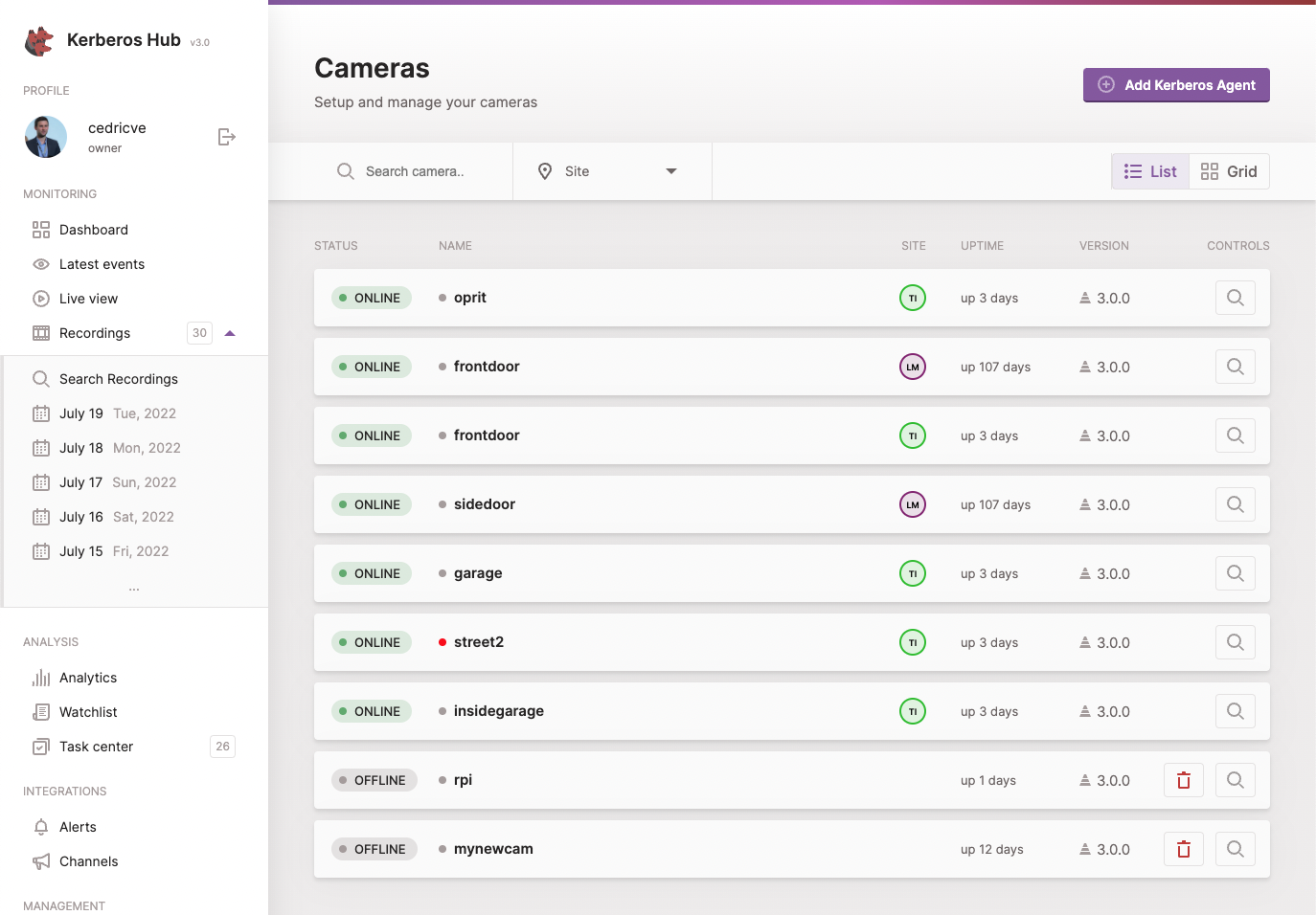 Agents connected to Kerberos Hub
