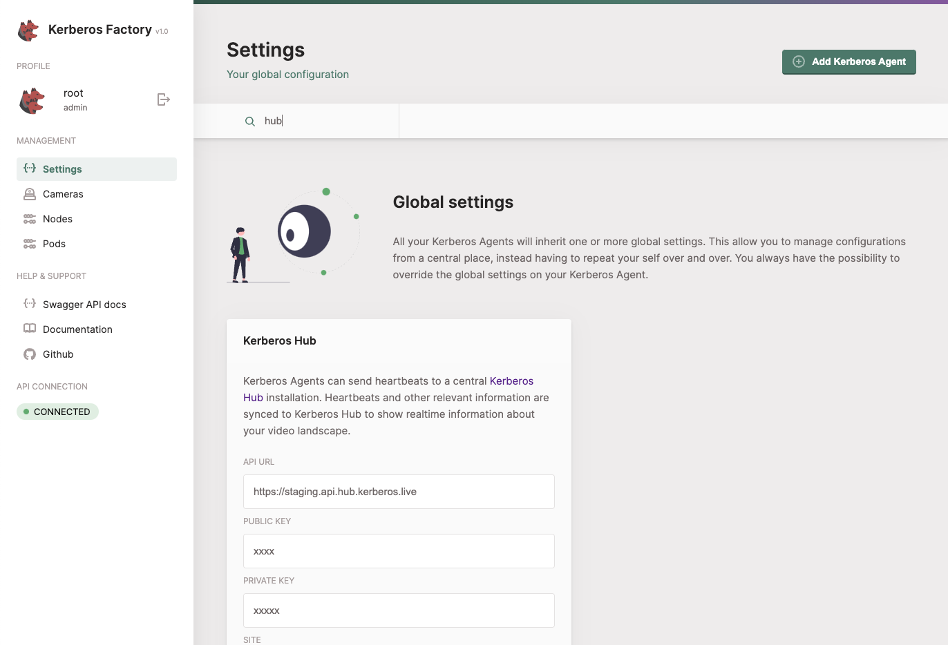Kerberos Hub settings
